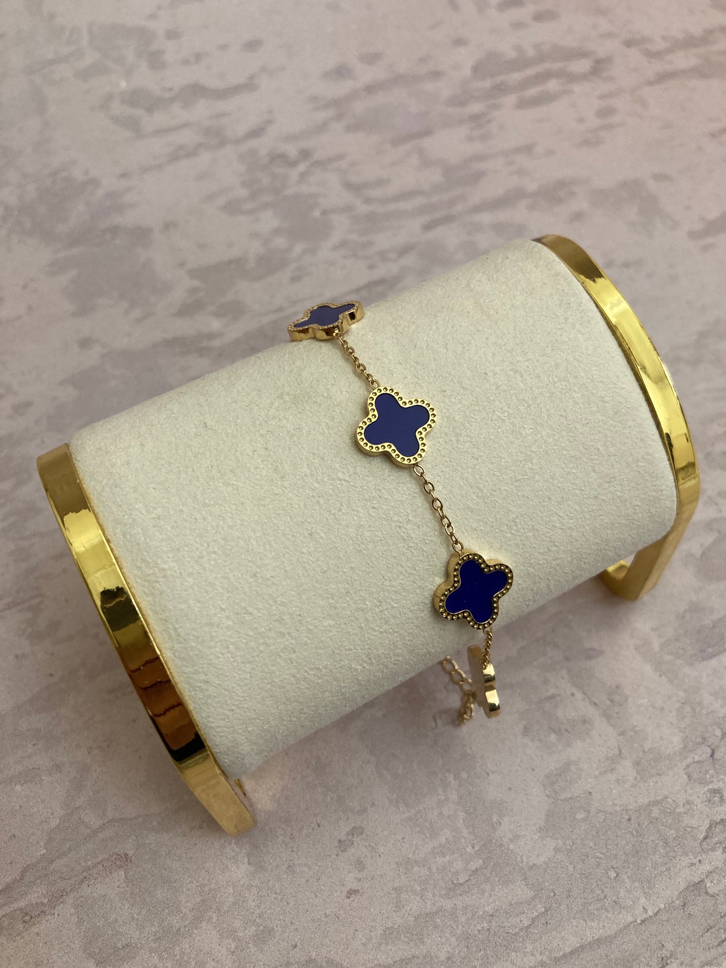 Buy Navy Gold Adina Clover Bracelet 