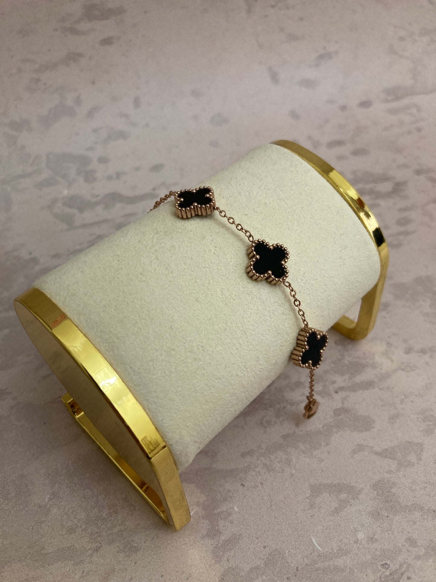 Adina Clover Bracelet (ST374) (Rose Gold Black)