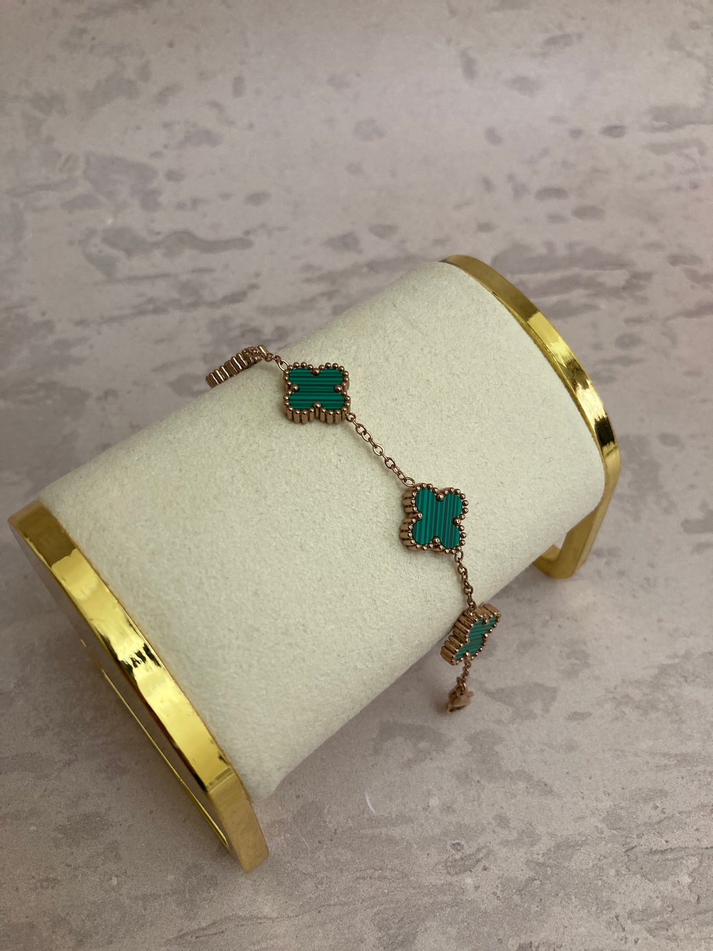 Adina Clover Bracelet (ST374) (Rose Gold Green)