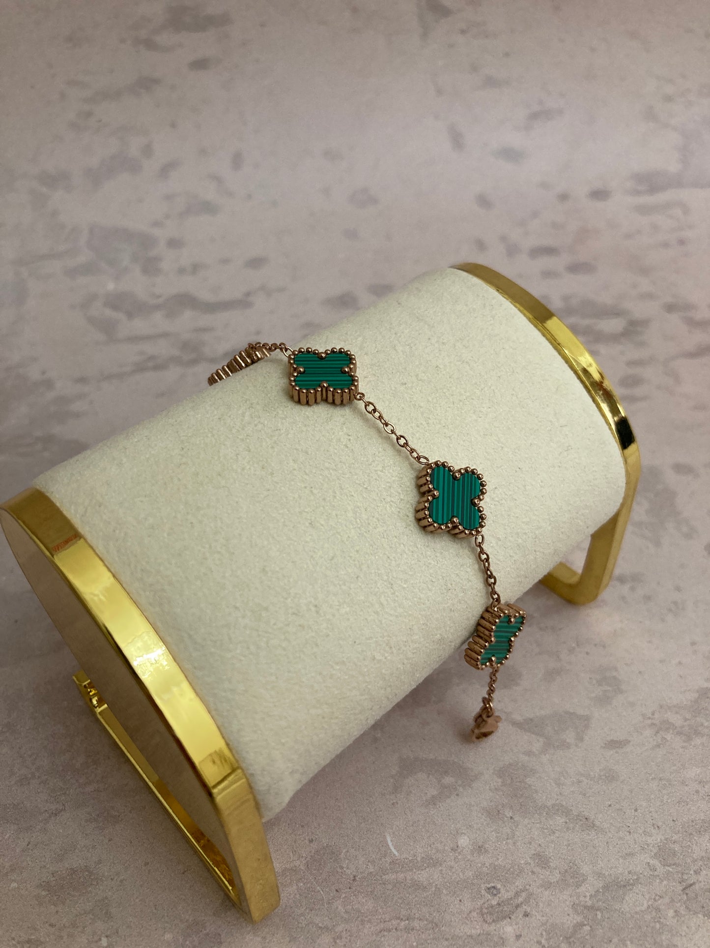 Adina Clover Bracelet (ST374) (Rose Gold Green)