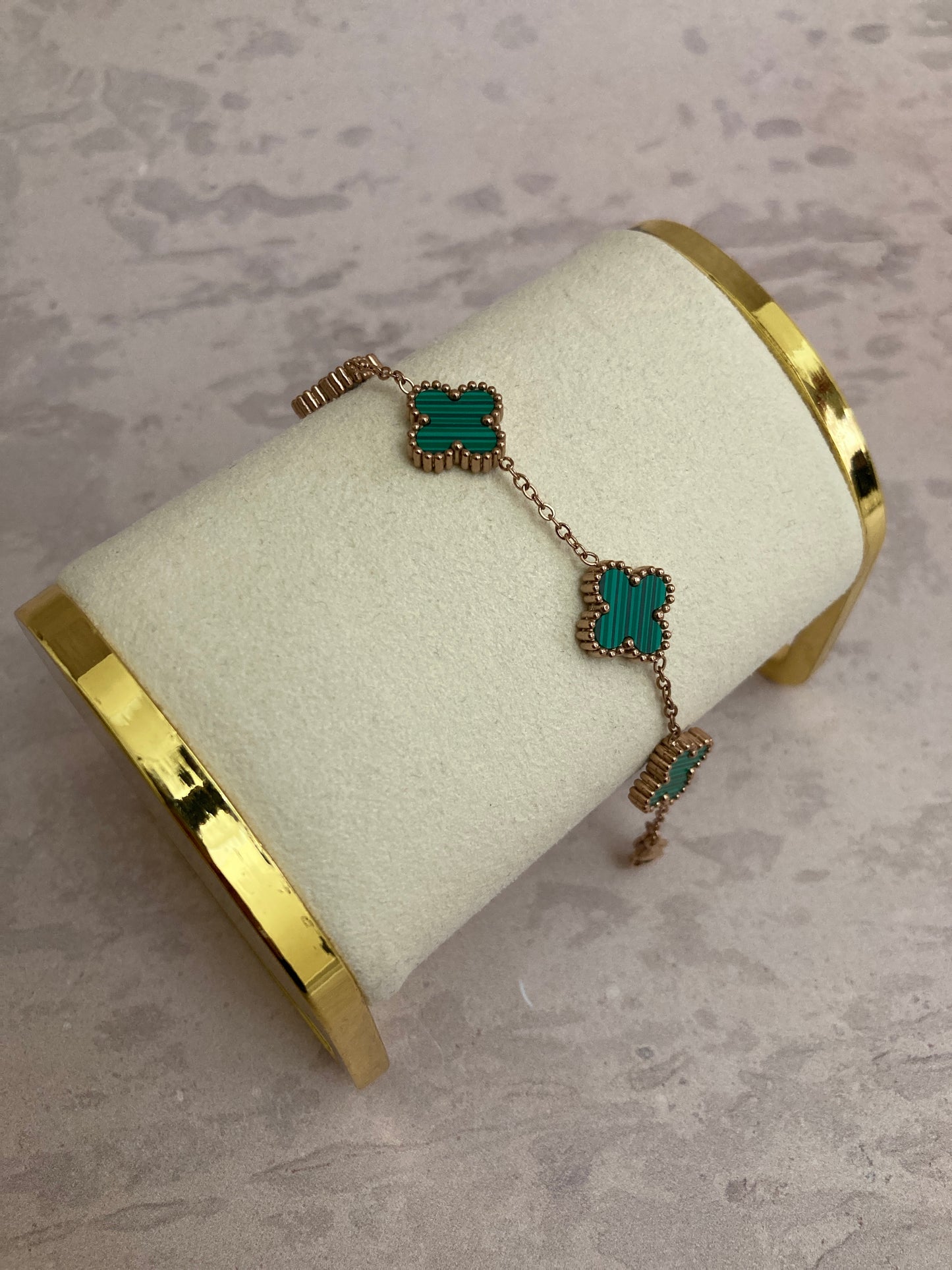 Adina Clover Bracelet (ST374) (Rose Gold Green)