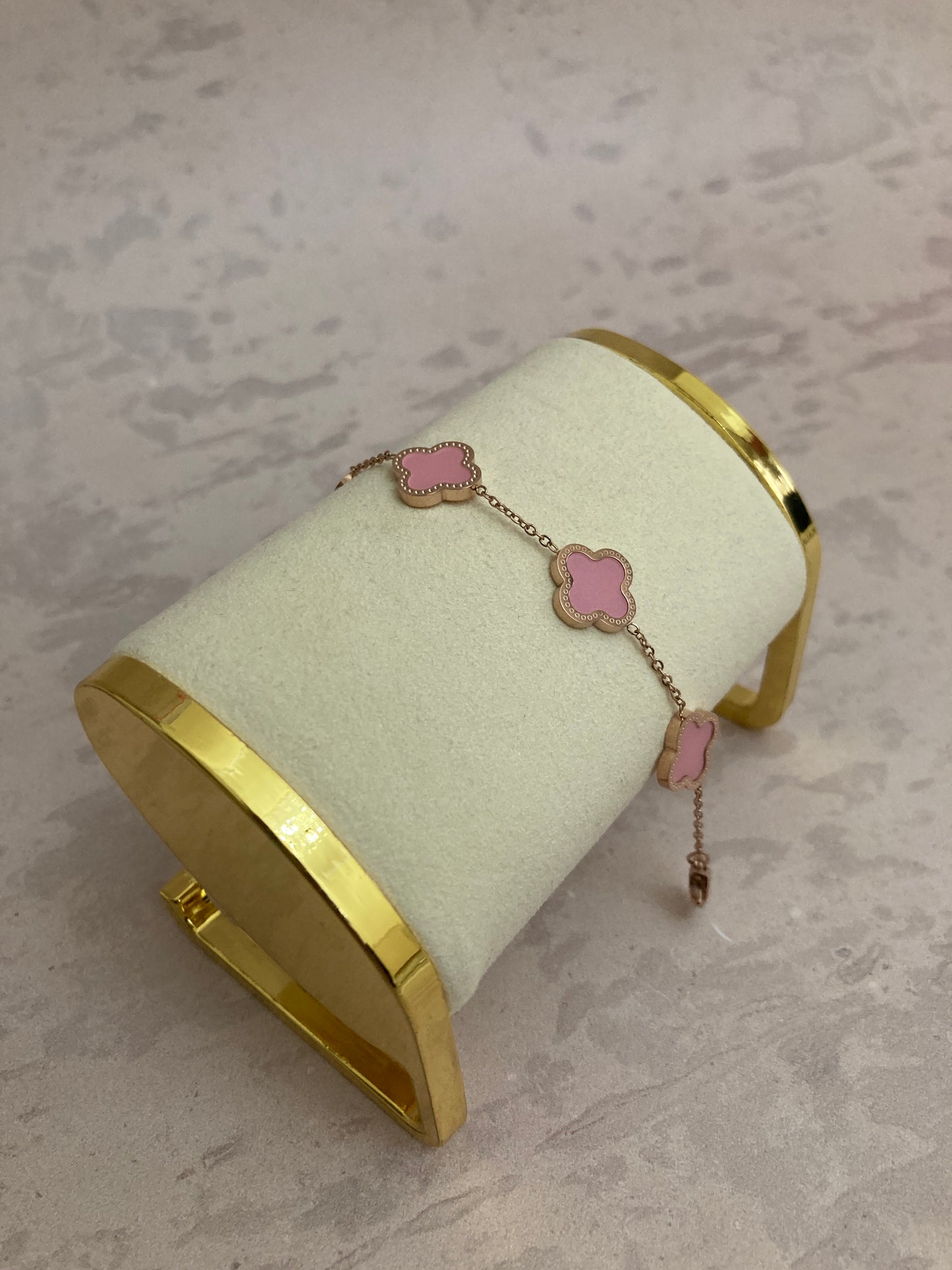 Adina Clover Bracelet (ST374) (Rose Gold Pink)