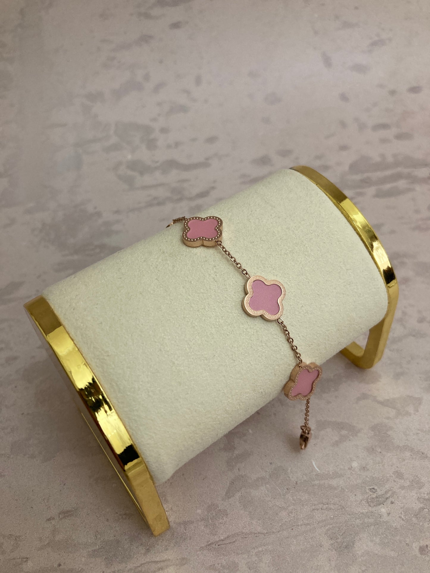 Adina Clover Bracelet (ST374) (Rose Gold Pink)