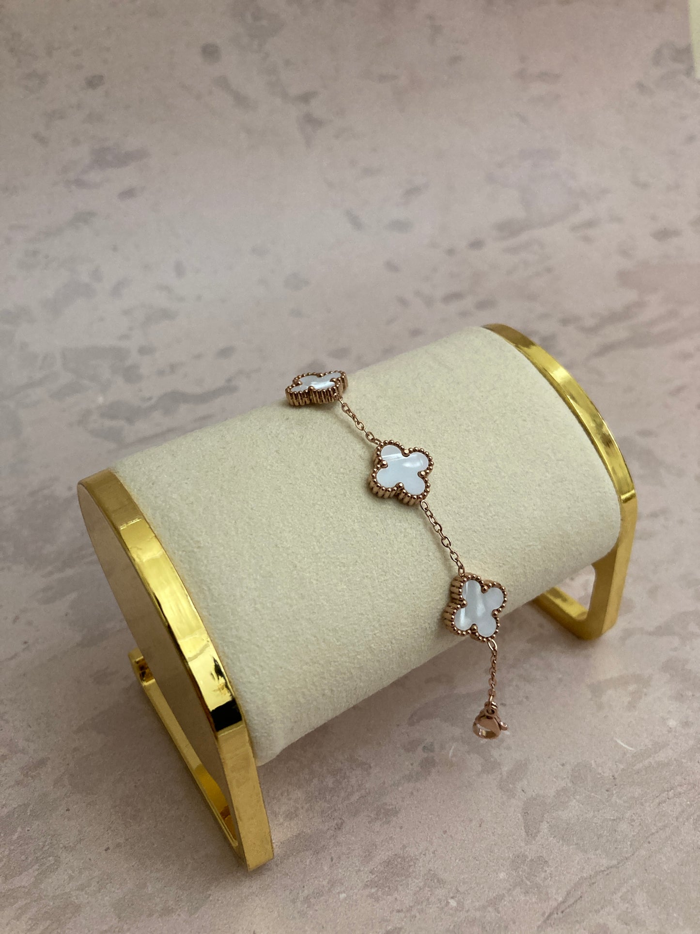 Adina Clover Bracelet (ST374) (Rose Gold White)