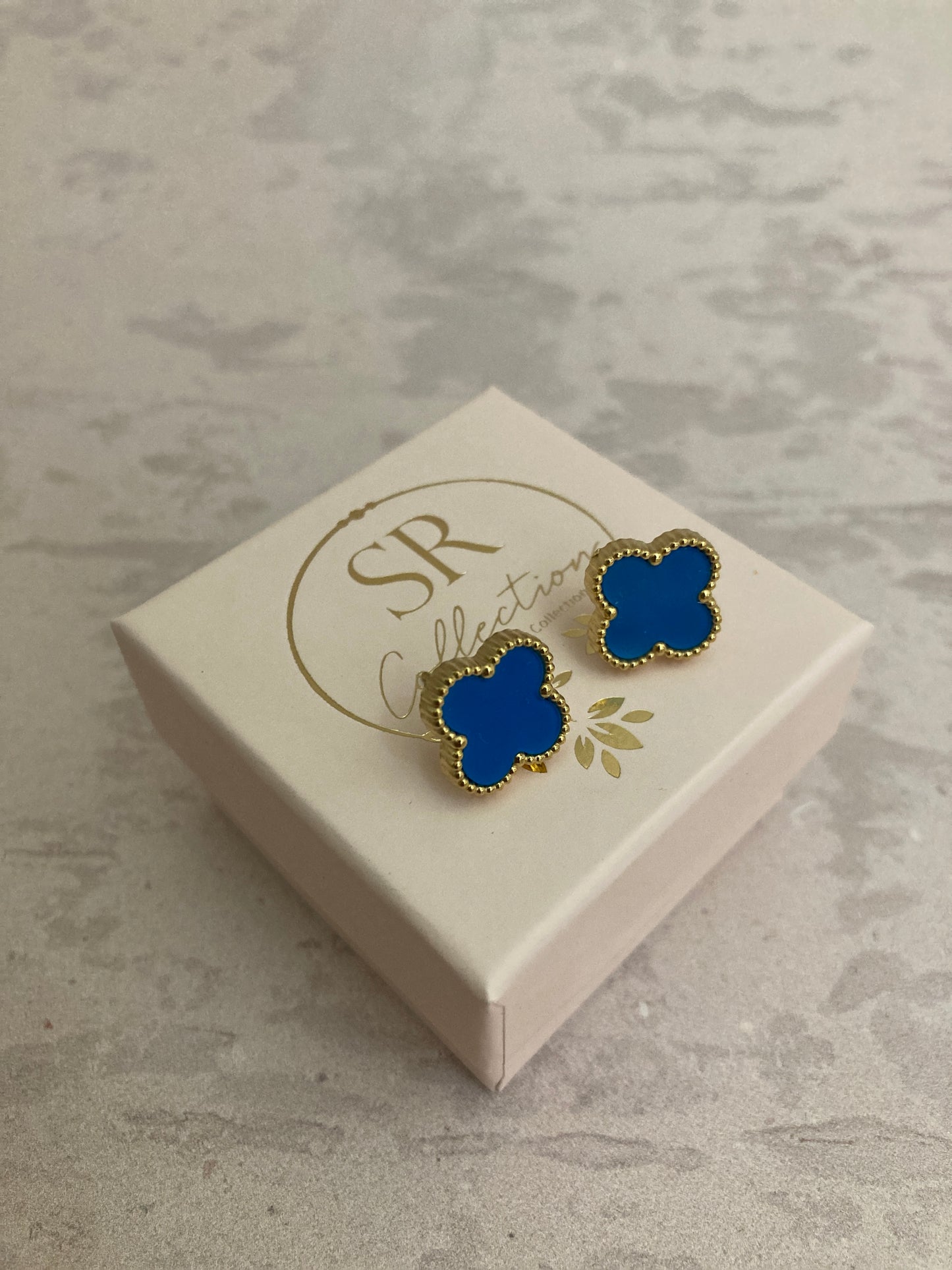 Clover Stud Earrings (ST814) (Blue)