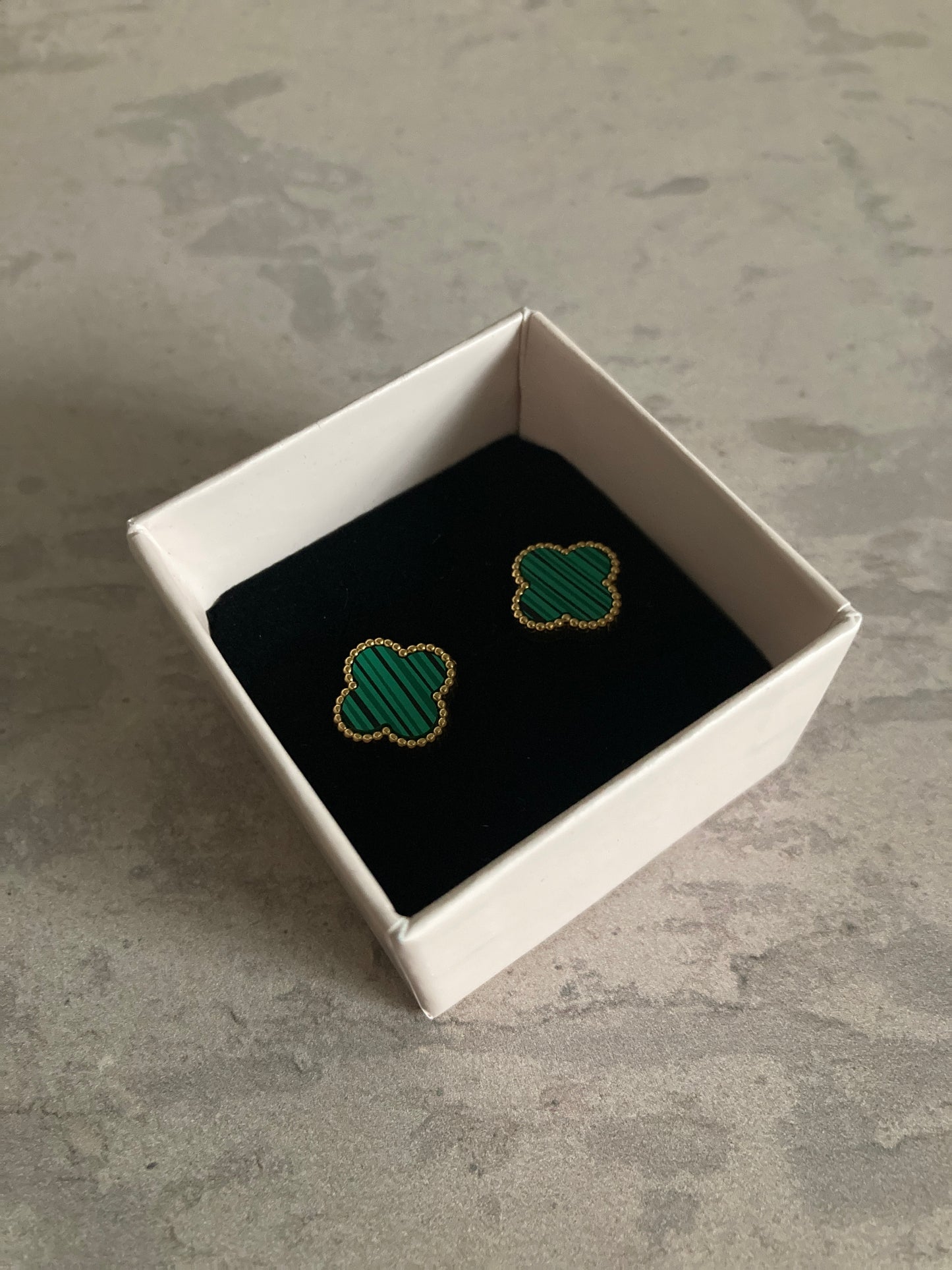 Clover Stud Earrings (ST814) (Gold Green)