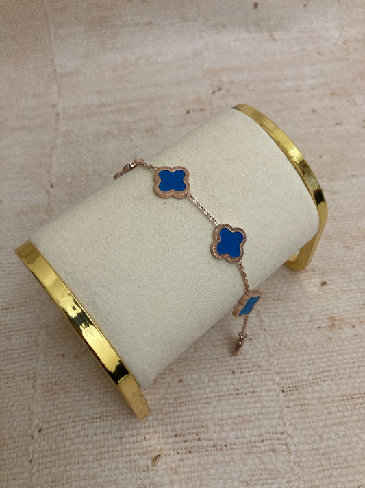 Adina Clover Bracelet (ST374) (Rose Gold Blue)