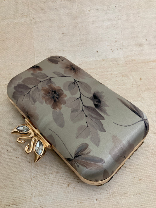 Fleur (Rectangular Clutch) (Grey Floral)(ST302)