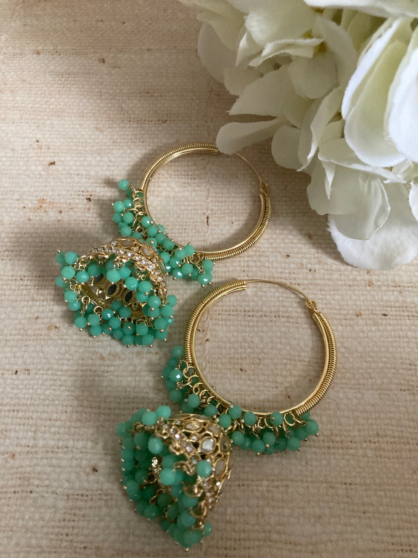 Sada Jhumka Earrings (ST851) (Mint Green)