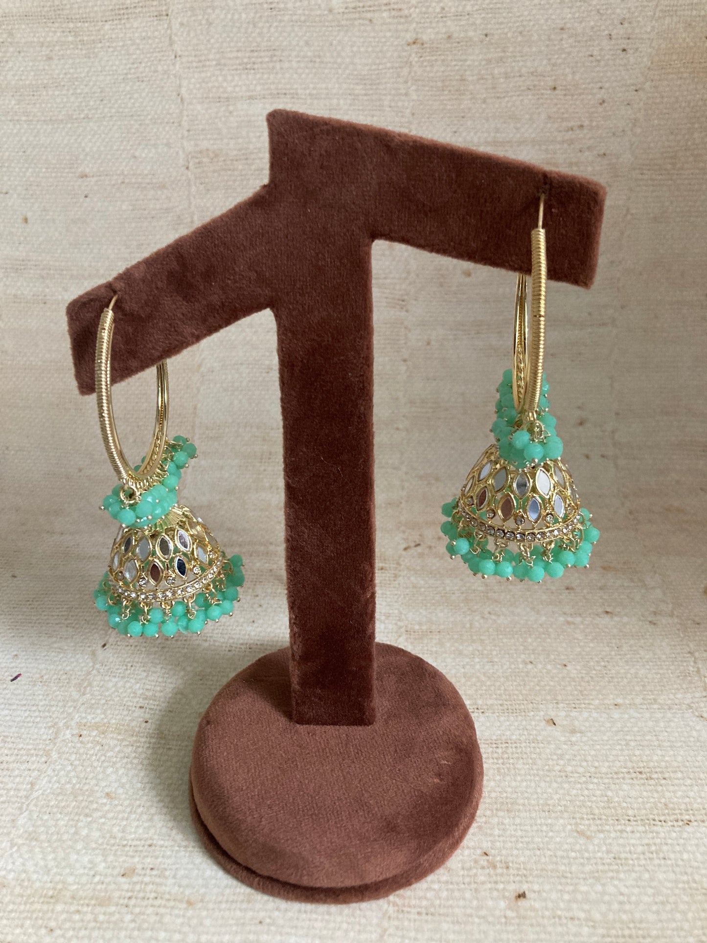 Sada Jhumka Earrings (ST851) (Mint Green)