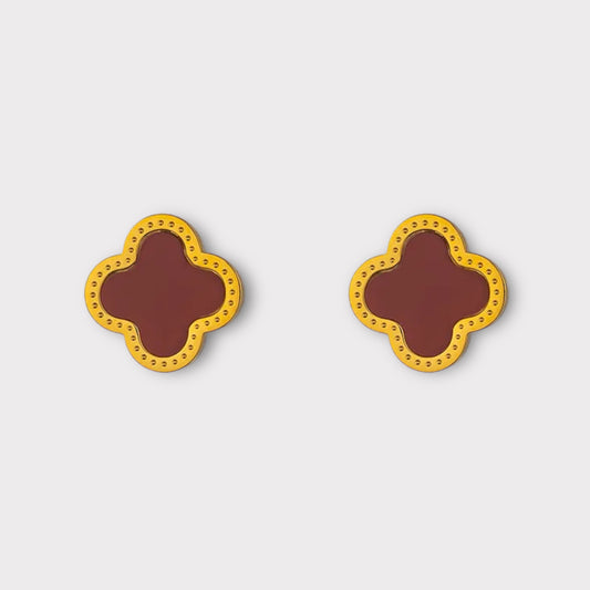 Clover Stud Earrings (ST814) (Maroon)