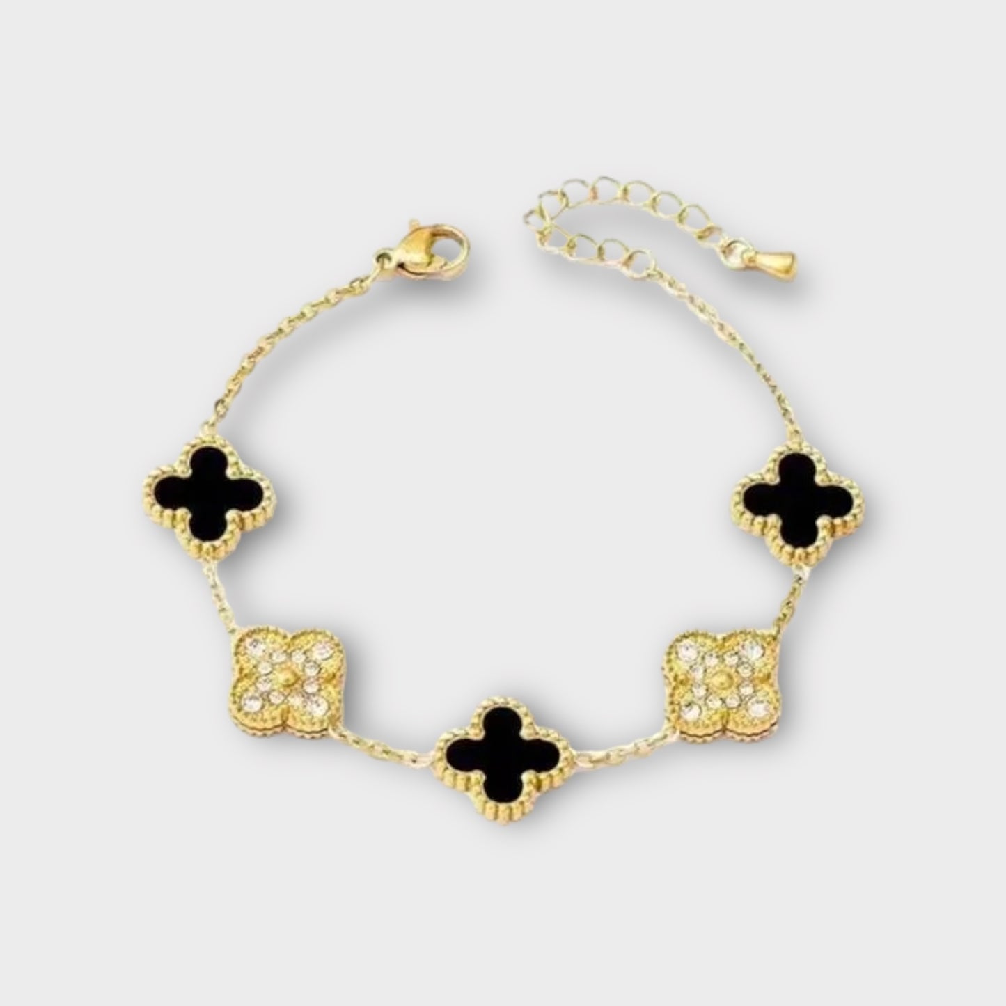 Christa 18K Gold Plated Clover Bracelet (ST838) (Black)
