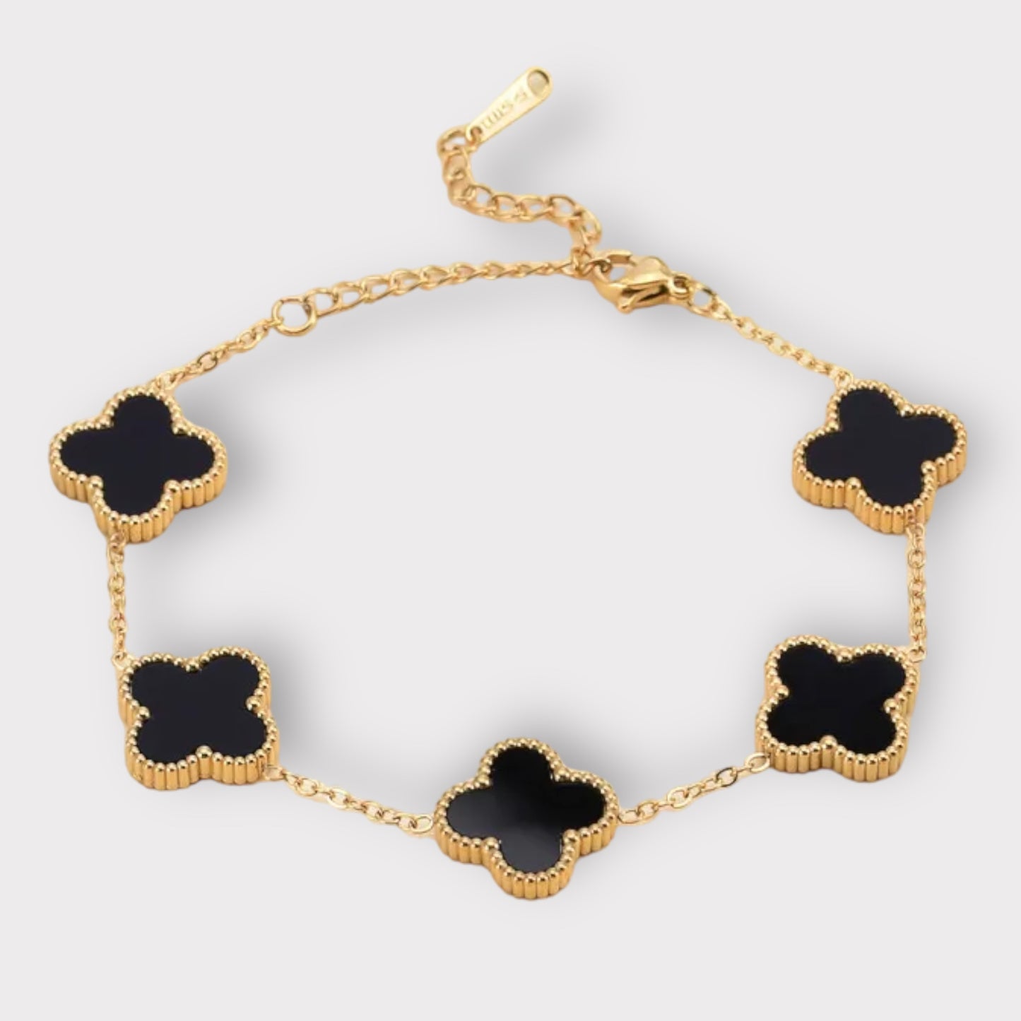 Buy Adina Gold Black Clover Bracelet