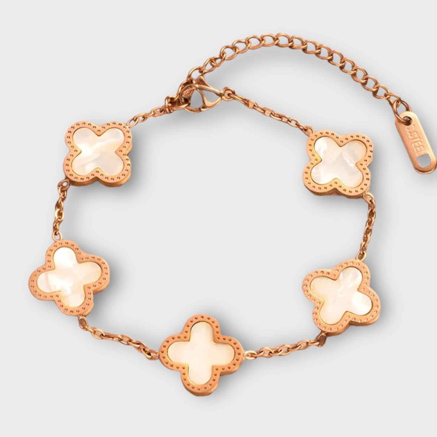 Adina Clover Bracelet (ST374) (Rose Gold White)