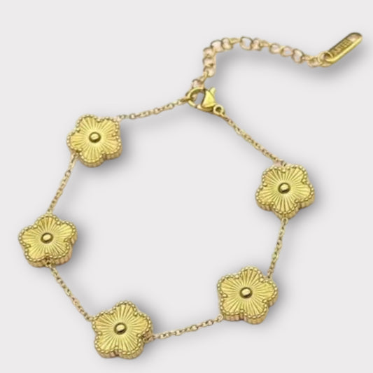 Gold 5 Leaf Clover Bracelet (ST813)