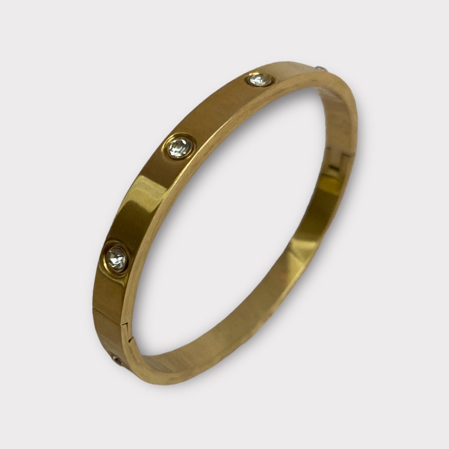 Stainless Steel Gold Zirconia Bangle (ST821)