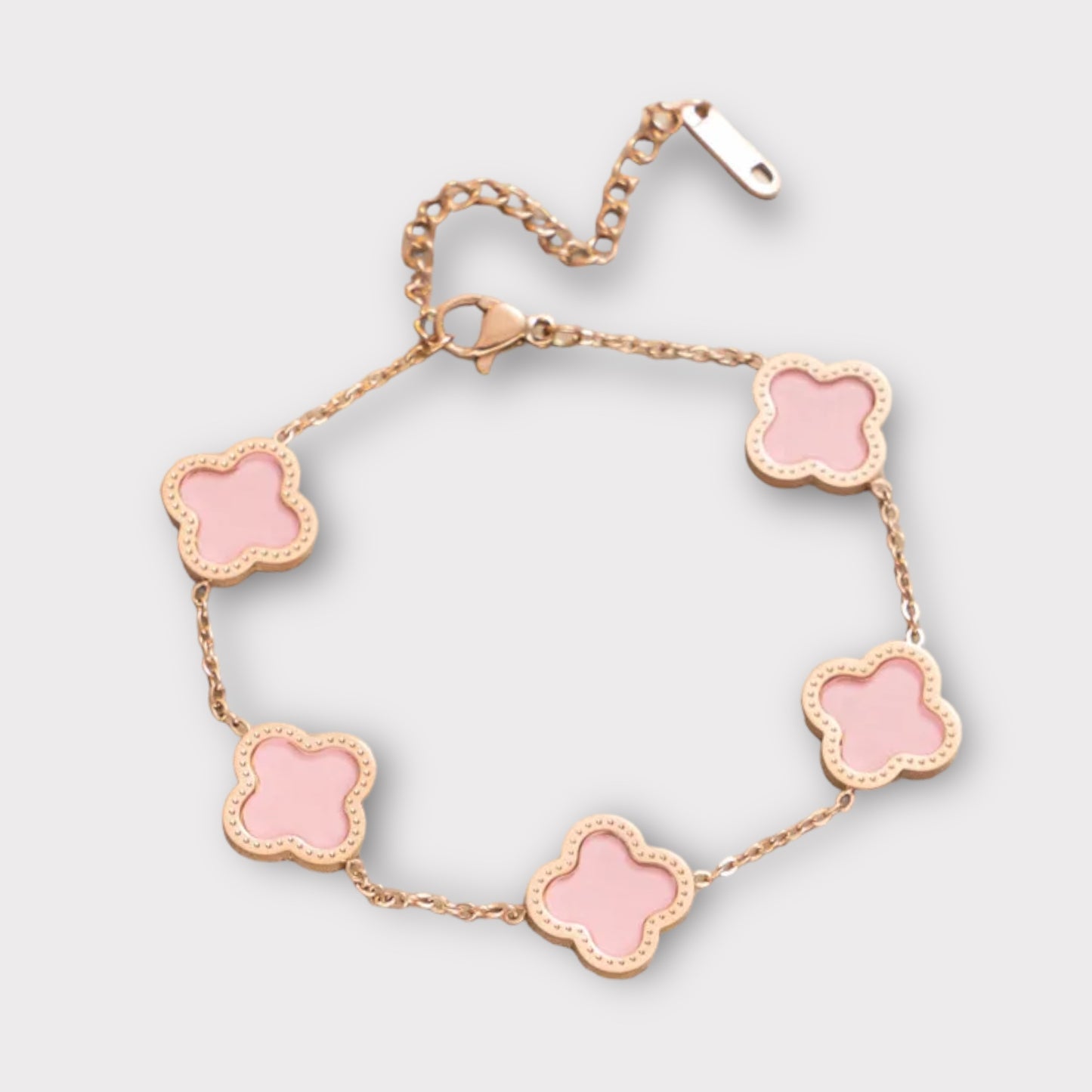 Adina Clover Bracelet (ST374) (Rose Gold Pink)