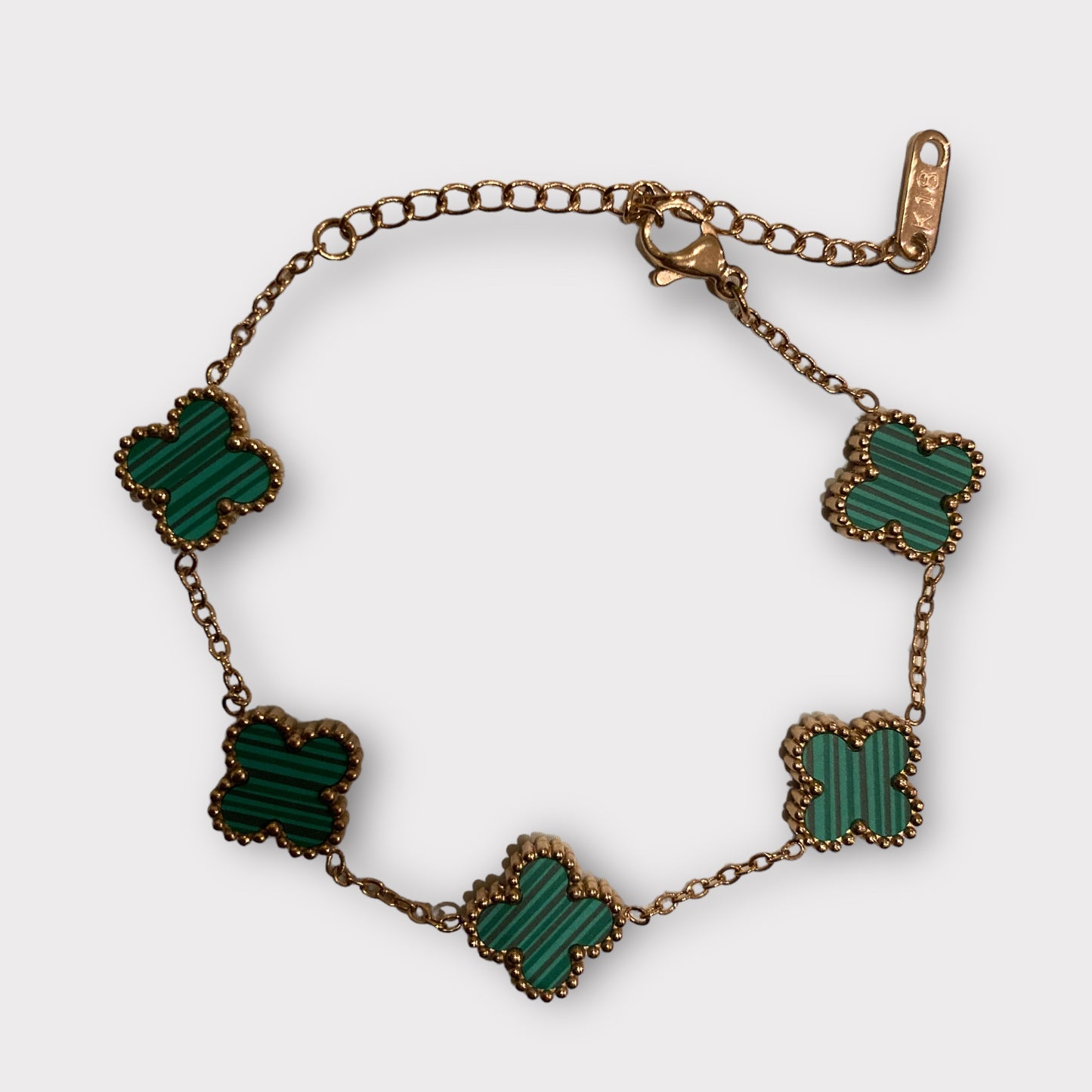 Adina Clover Bracelet (ST374) (Rose Gold Green)