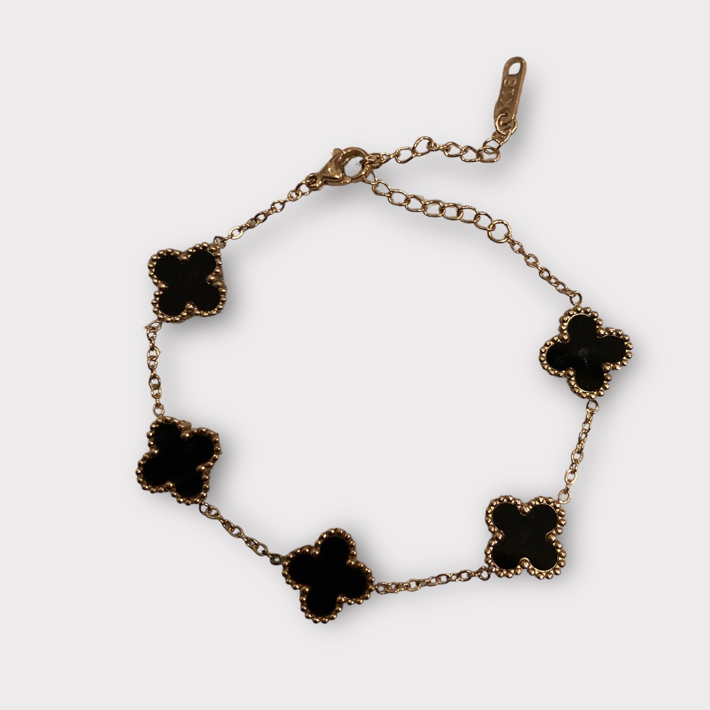 Adina Clover Bracelet (ST374) (Rose Gold Black)