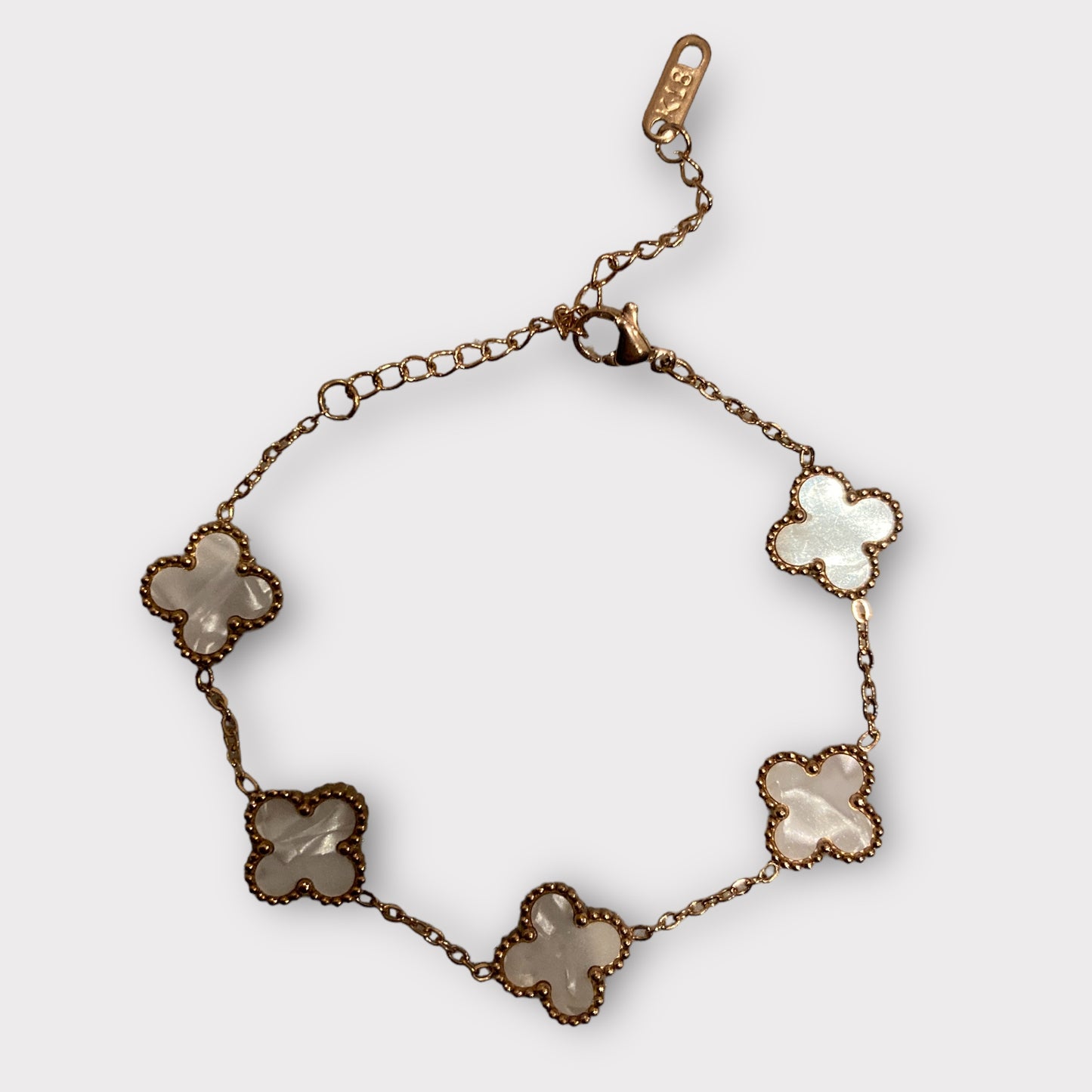 Adina Clover Bracelet (ST374) (Rose Gold White)