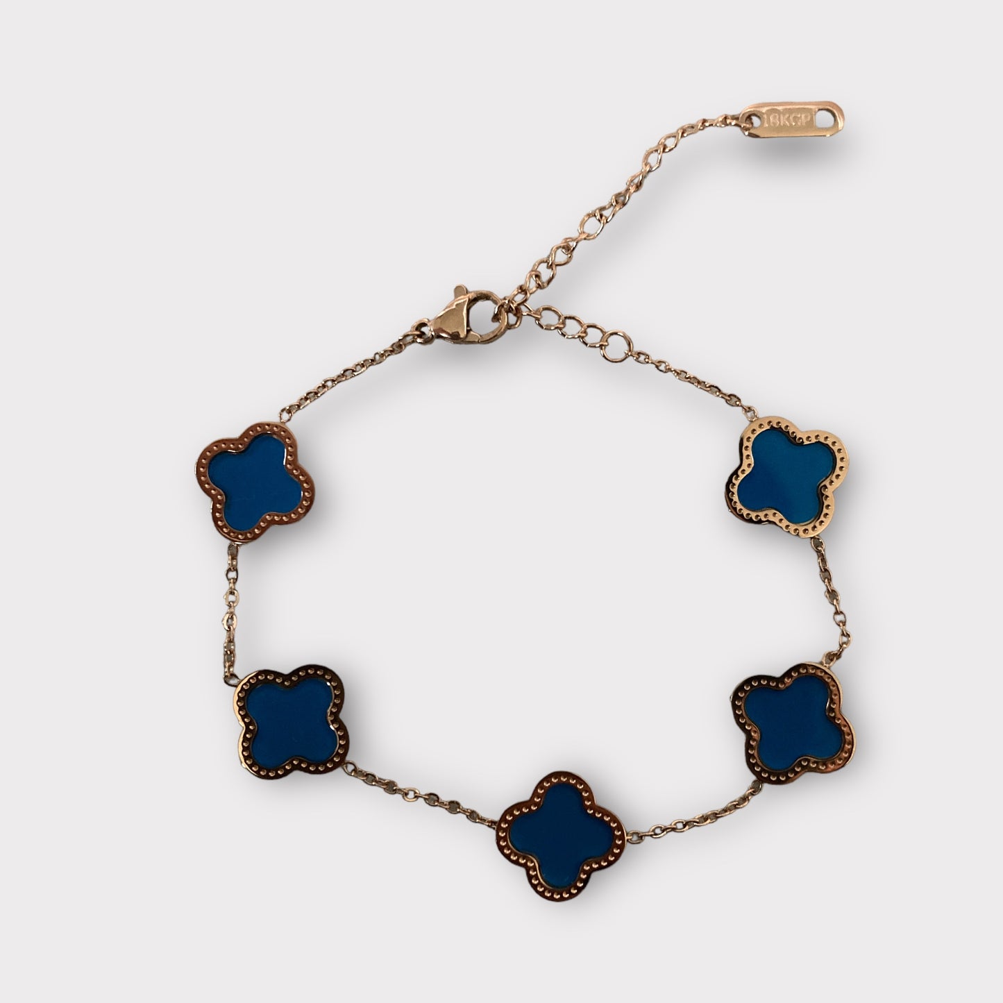 Adina Clover Bracelet (ST374) (Rose Gold Blue)