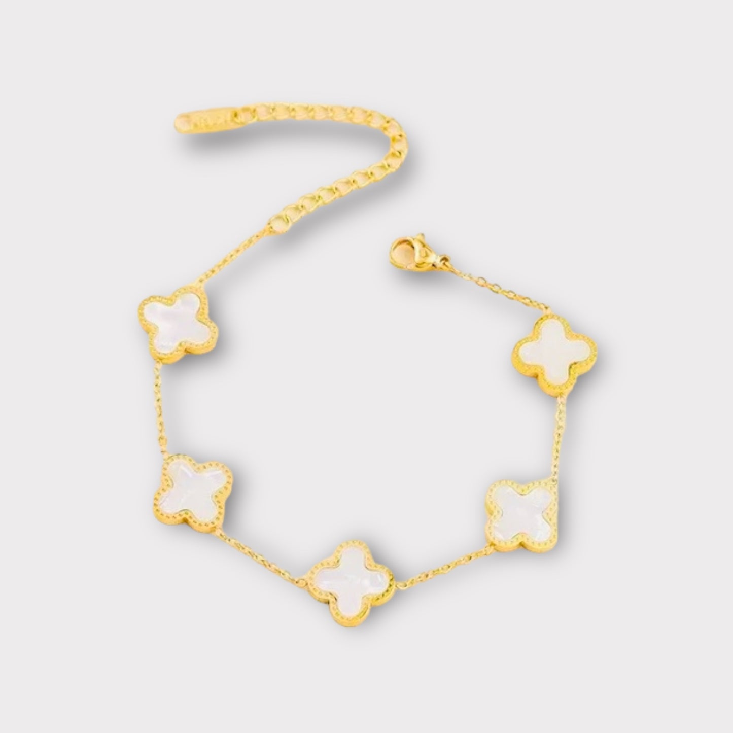 Adina Clover Bracelet (ST374) (Gold White)