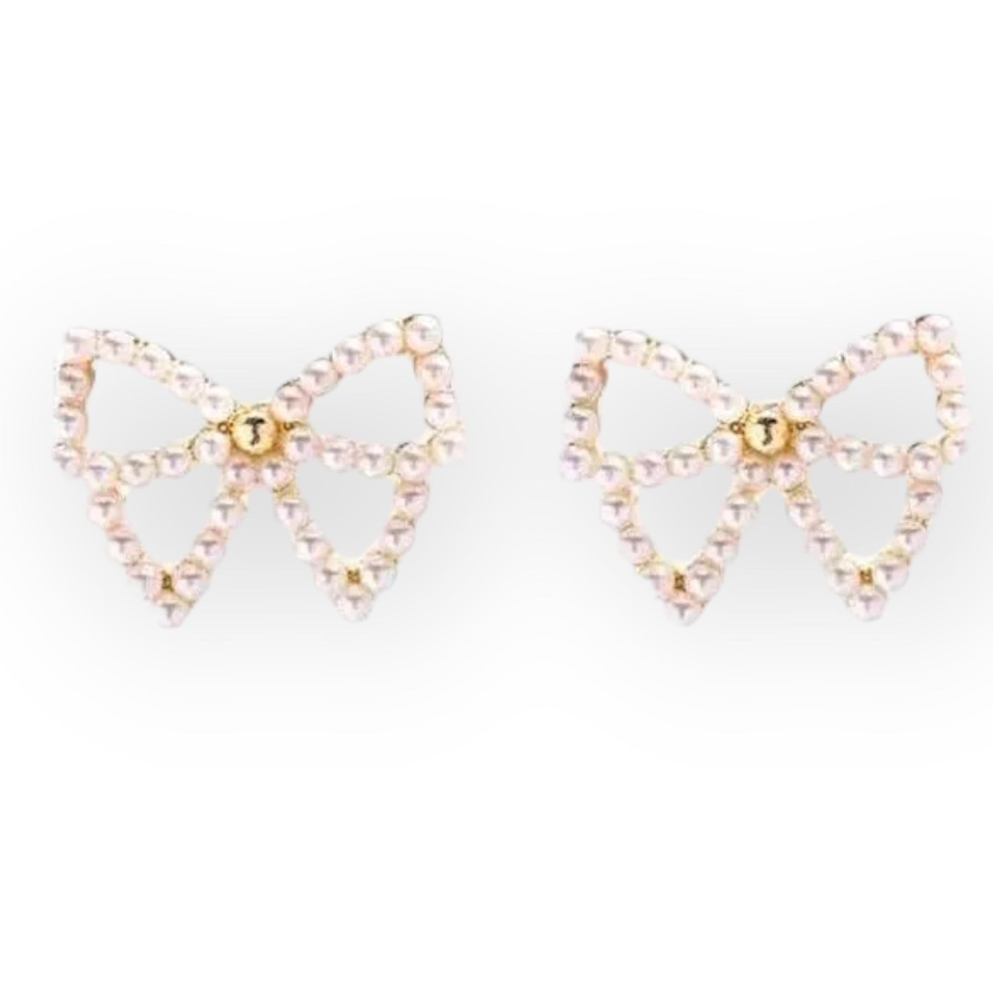 Bow Knot Pearl Stud Earrings (ST877)