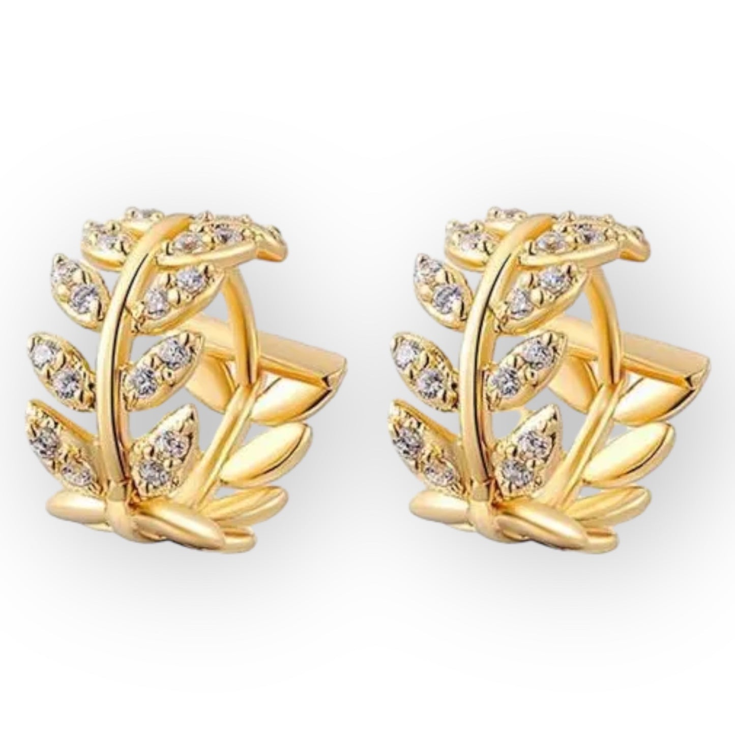 Gold Leaf Huggie Hoop Earrings (ST879)