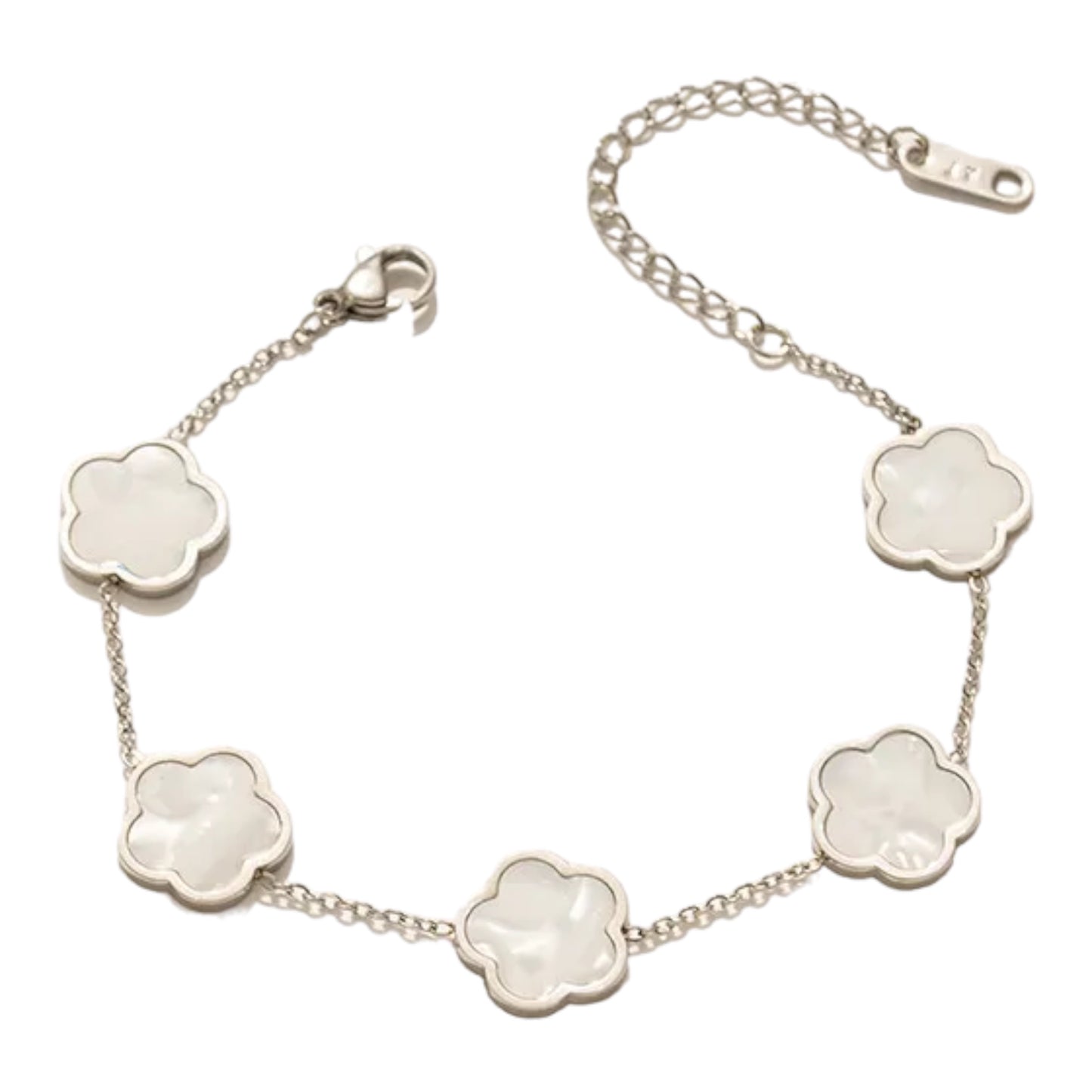 Silver Five Leaf Clover Bracelet (ST863)