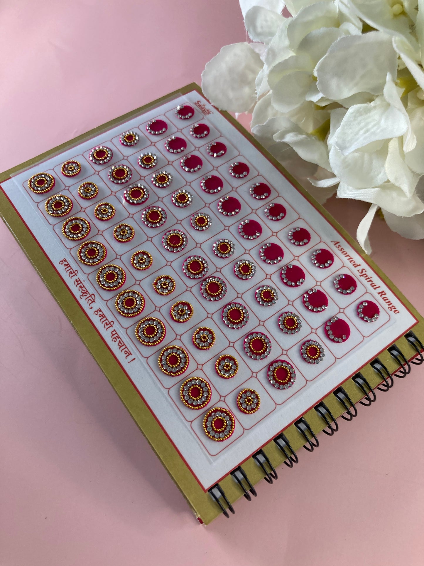 Silver Stone Border Assorted Velvet 600 Bindi Booklet (ST702)