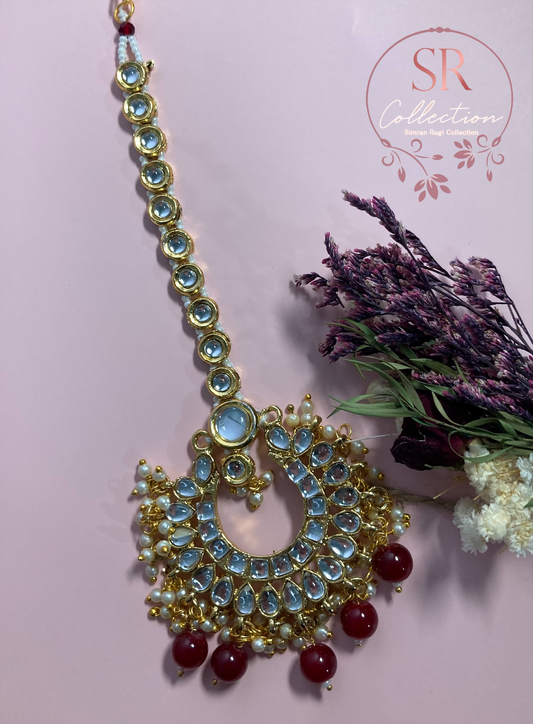 Afiya Gold Plated Kunda Tikka (ST175) Maroon