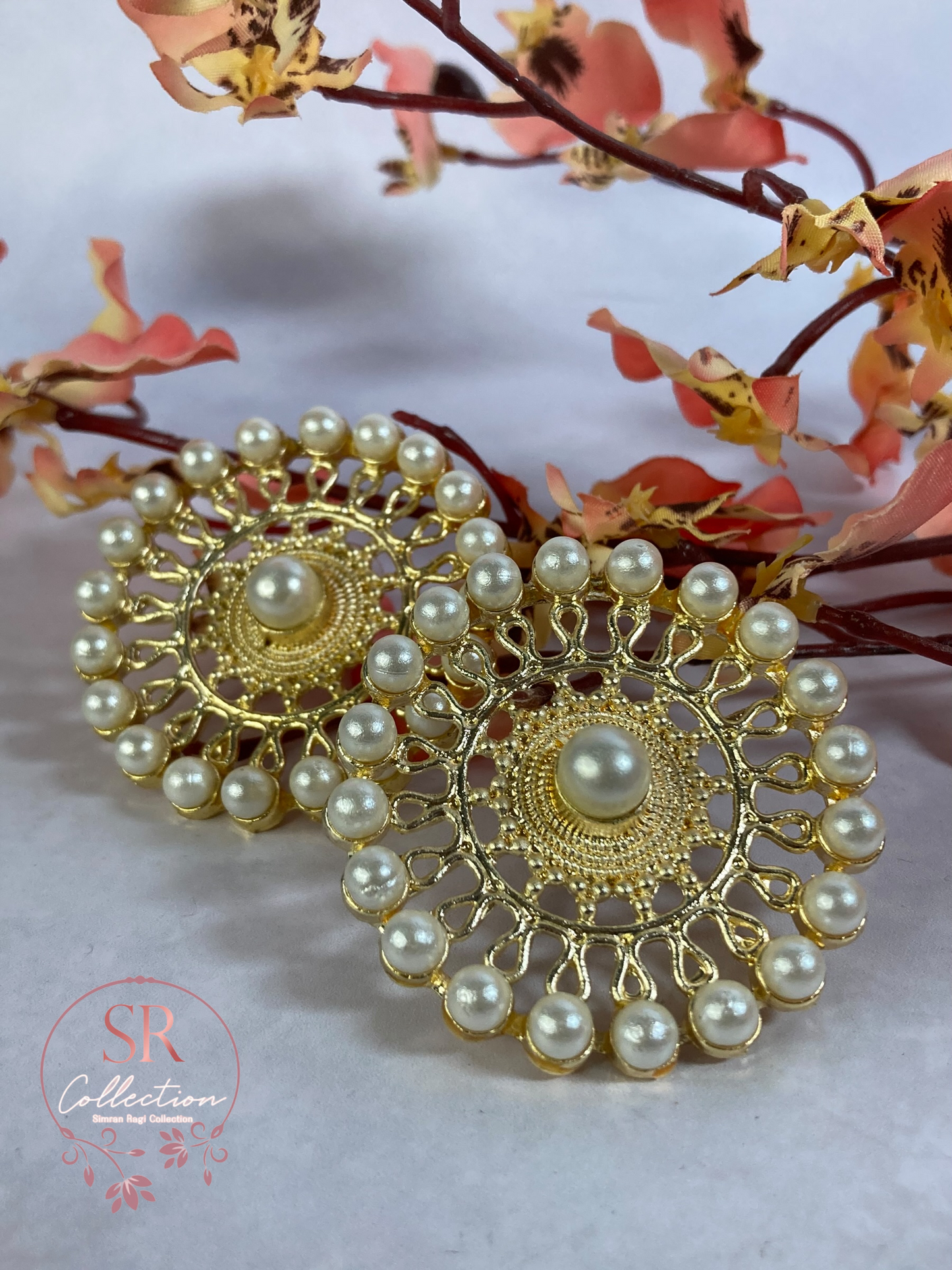 Sehar Traditional White Kundan Stud Earrings (ST231)