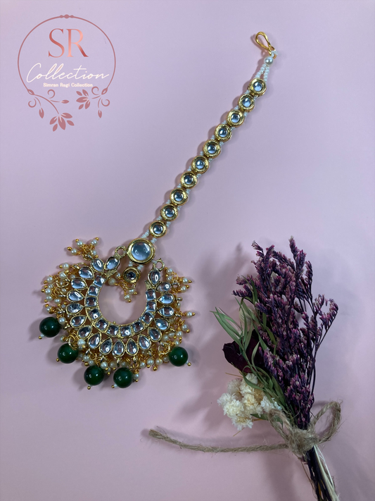 Afiya Gold Plated Kunda Tikka (ST175) Emerald