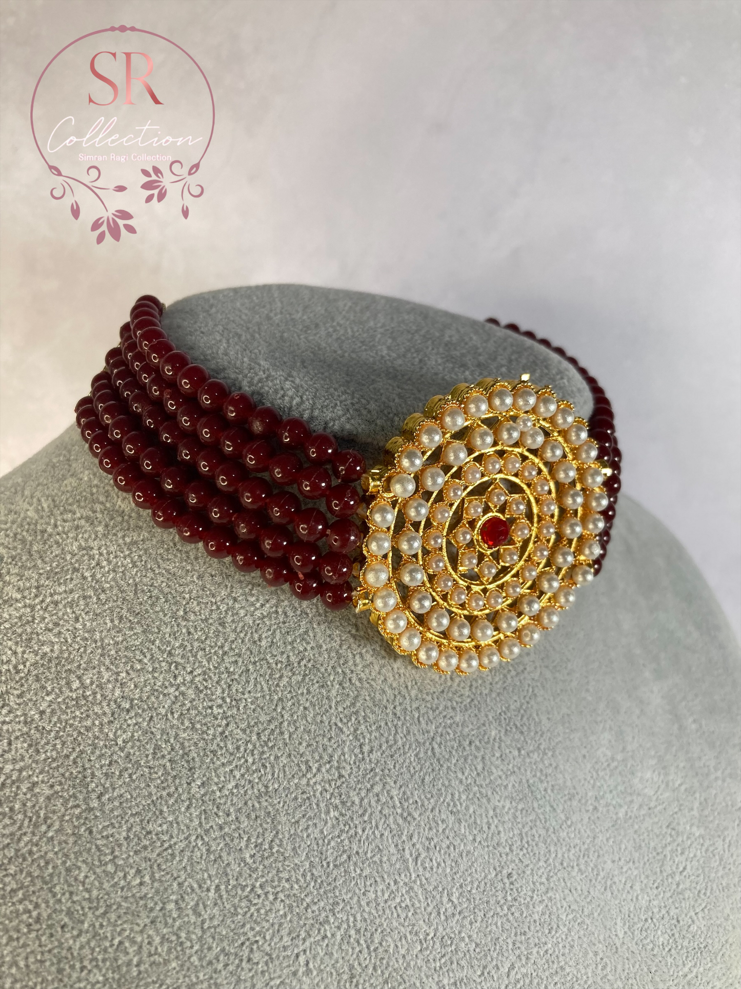 Punam Mala Choker Set (ST179) Maroon