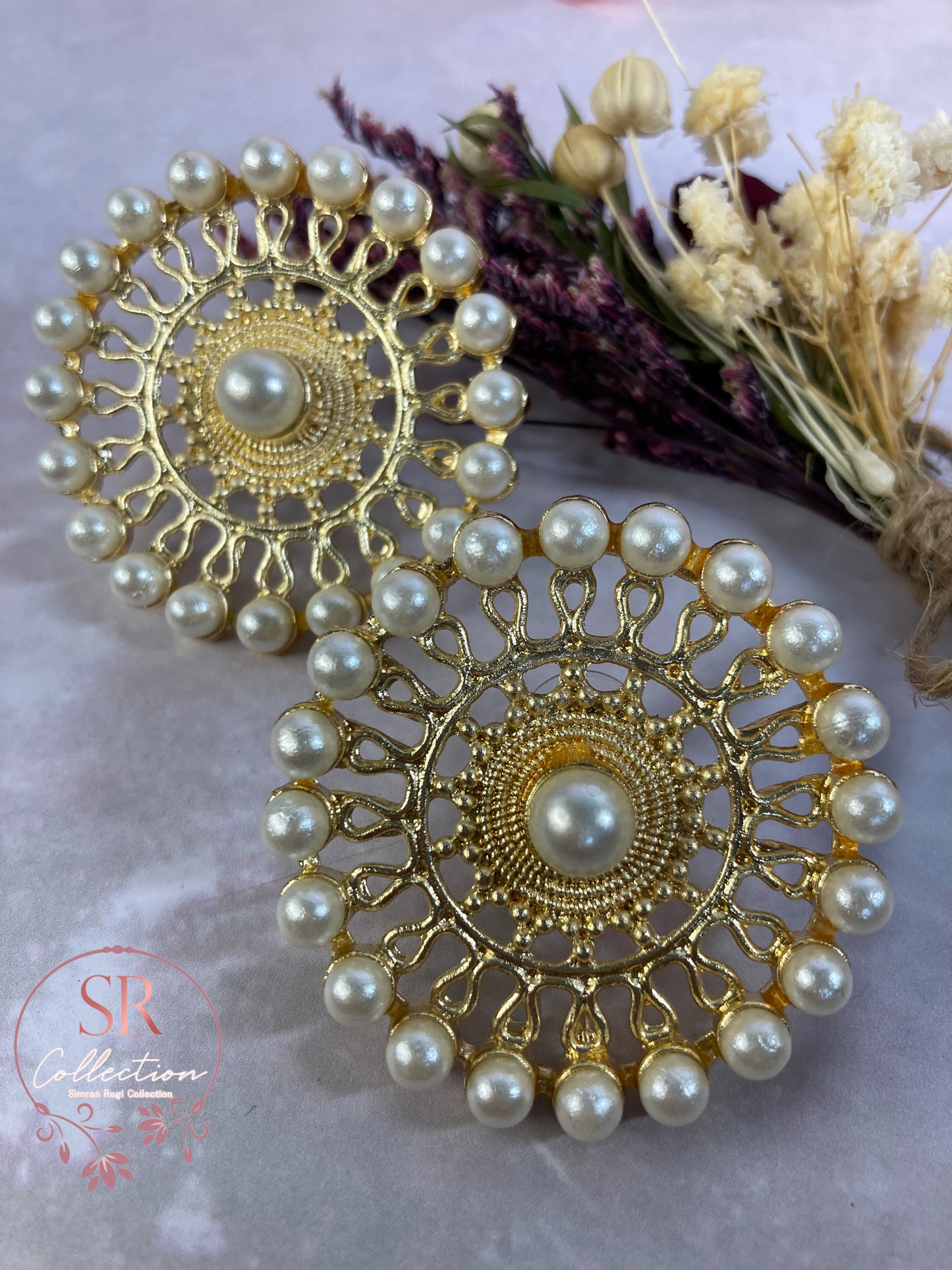 Sehar Traditional White Kundan Stud Earrings (ST231)