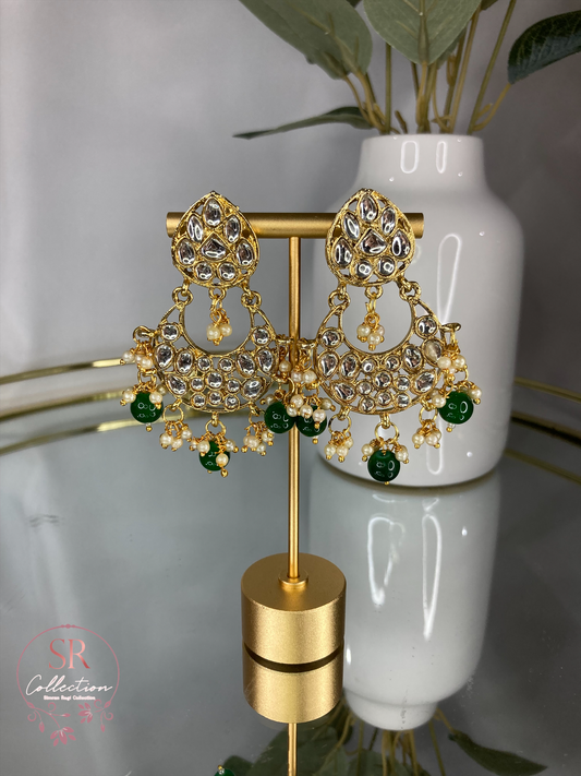 Rupi Kundan Beaded Long Necklace Set (ST100) Green