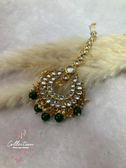 Afiya Gold Plated Kunda Tikka (ST175) Emerald