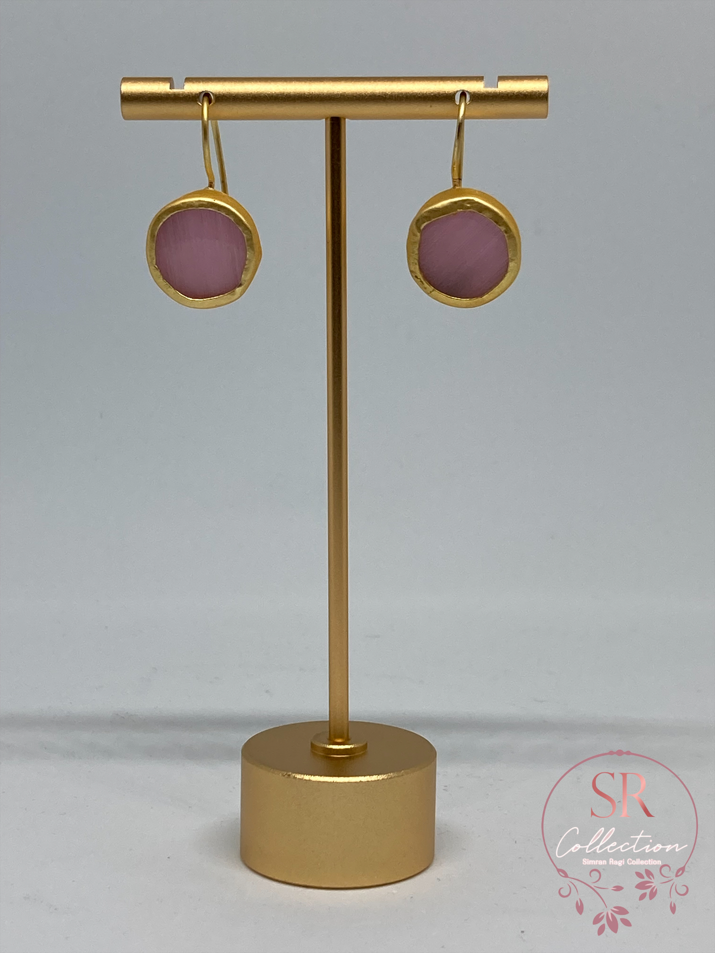 Noori Rustic Gold Plated Earrings (ST088) Pink