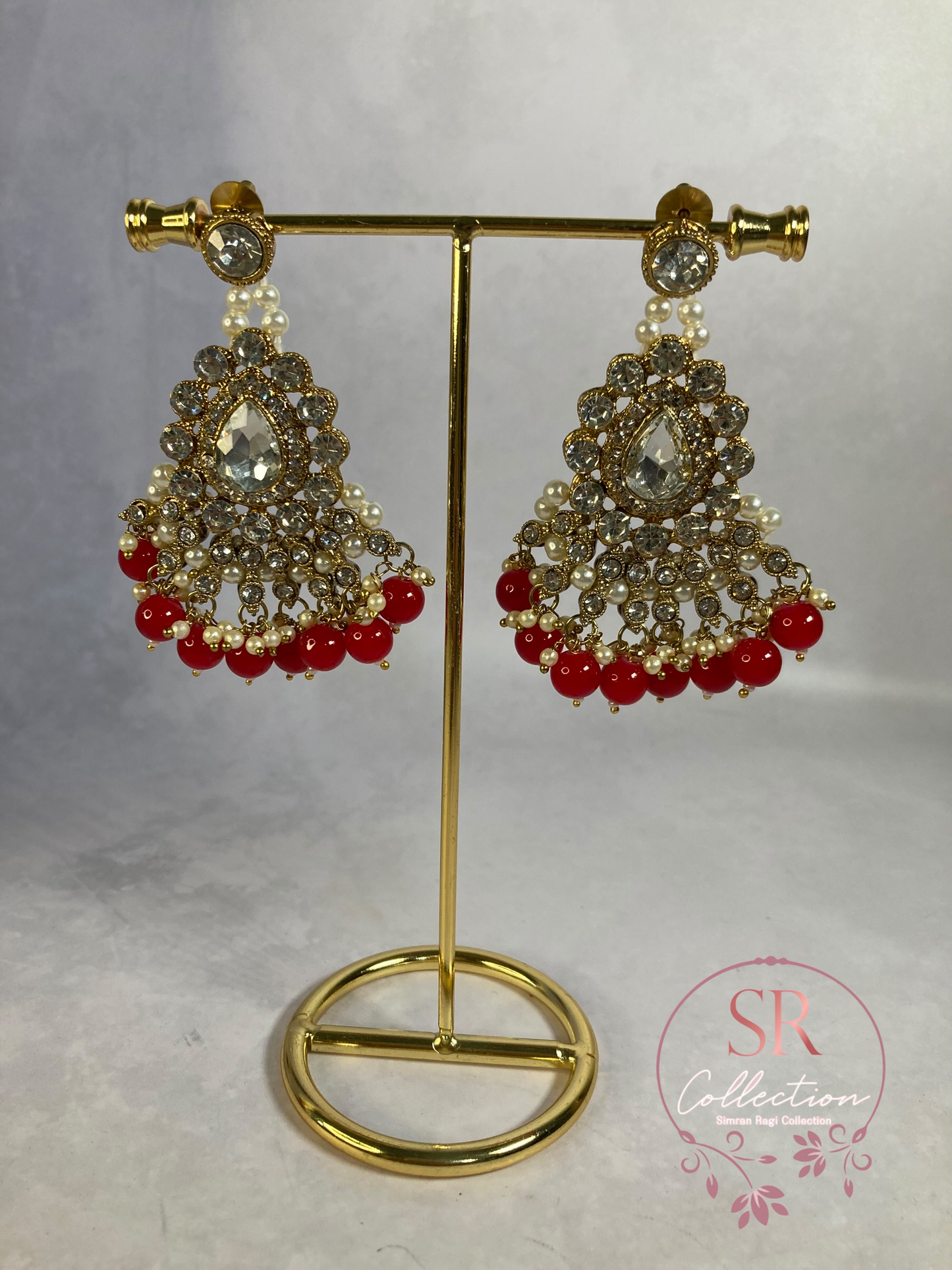 Naaz Gold Plated Meenakari And Pearl Set (ST176) Red