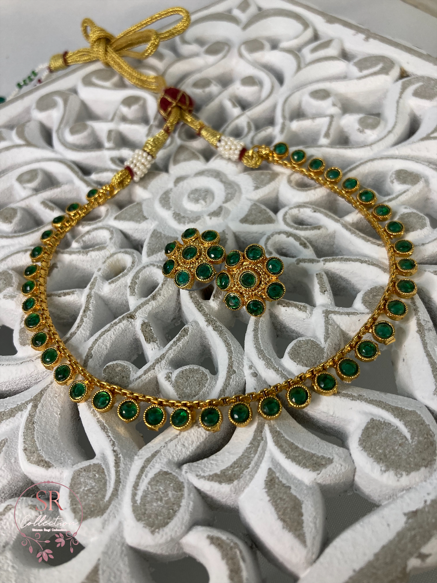 Sita Kundan Choker Set (ST104) (Emerald)