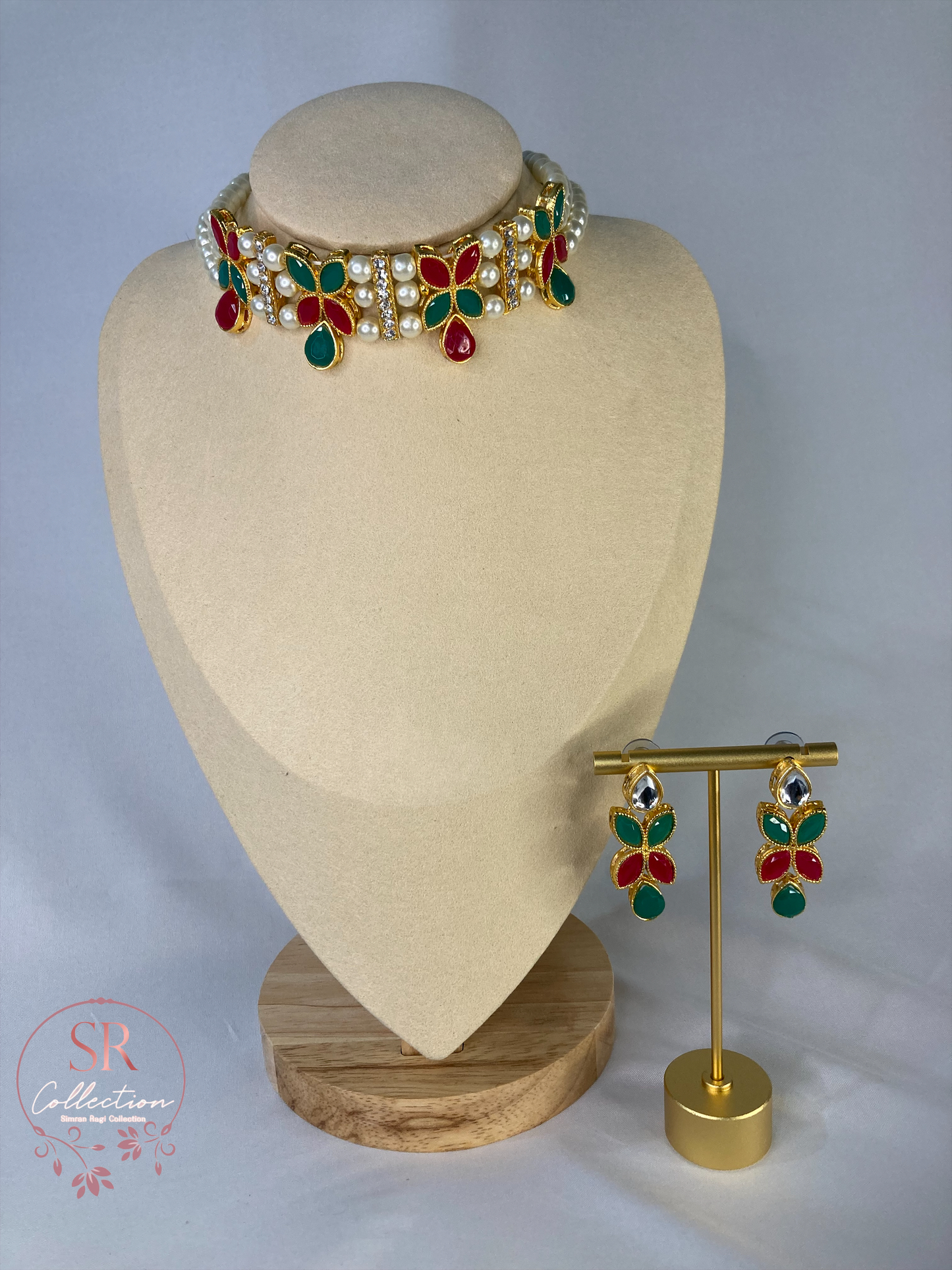 Nimrit Choker Set (ST095) (Emerald And Ruby)