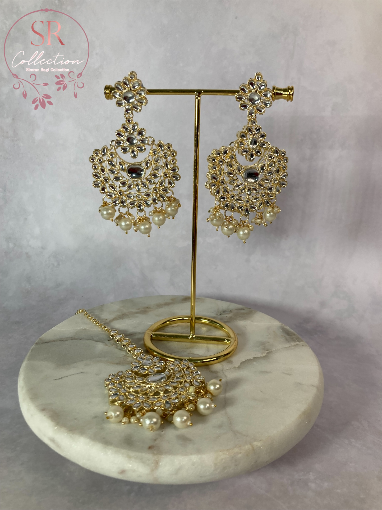 Maharani Gold Plated Kundan Set (ST222) White