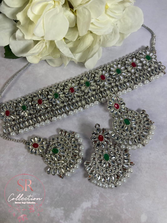 Kaushal Silver Plated Kundan And Pearl Set (ST230)