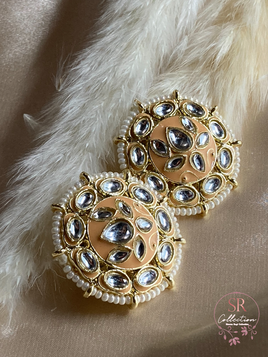 Ruhi Meenakari Stud Earrings (ST089) Peach