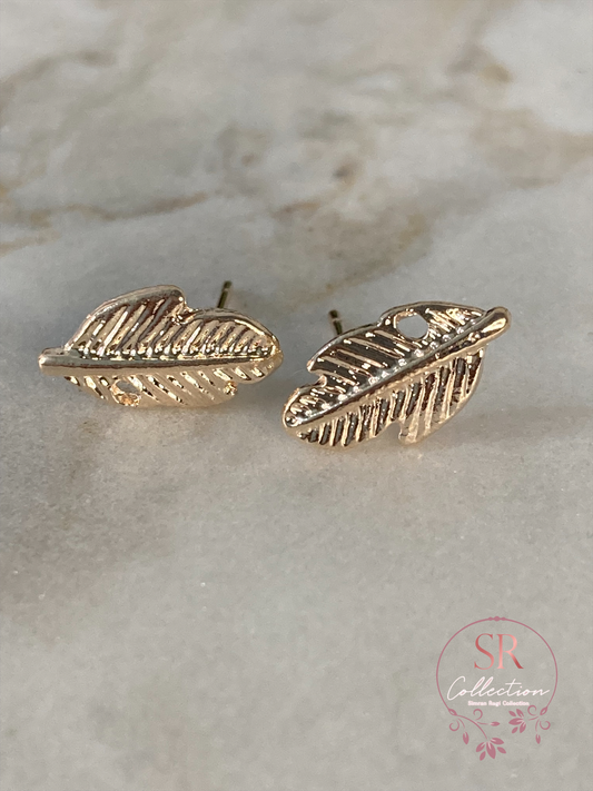 Leaf Shaped Earrings (ST214) Rose Gold