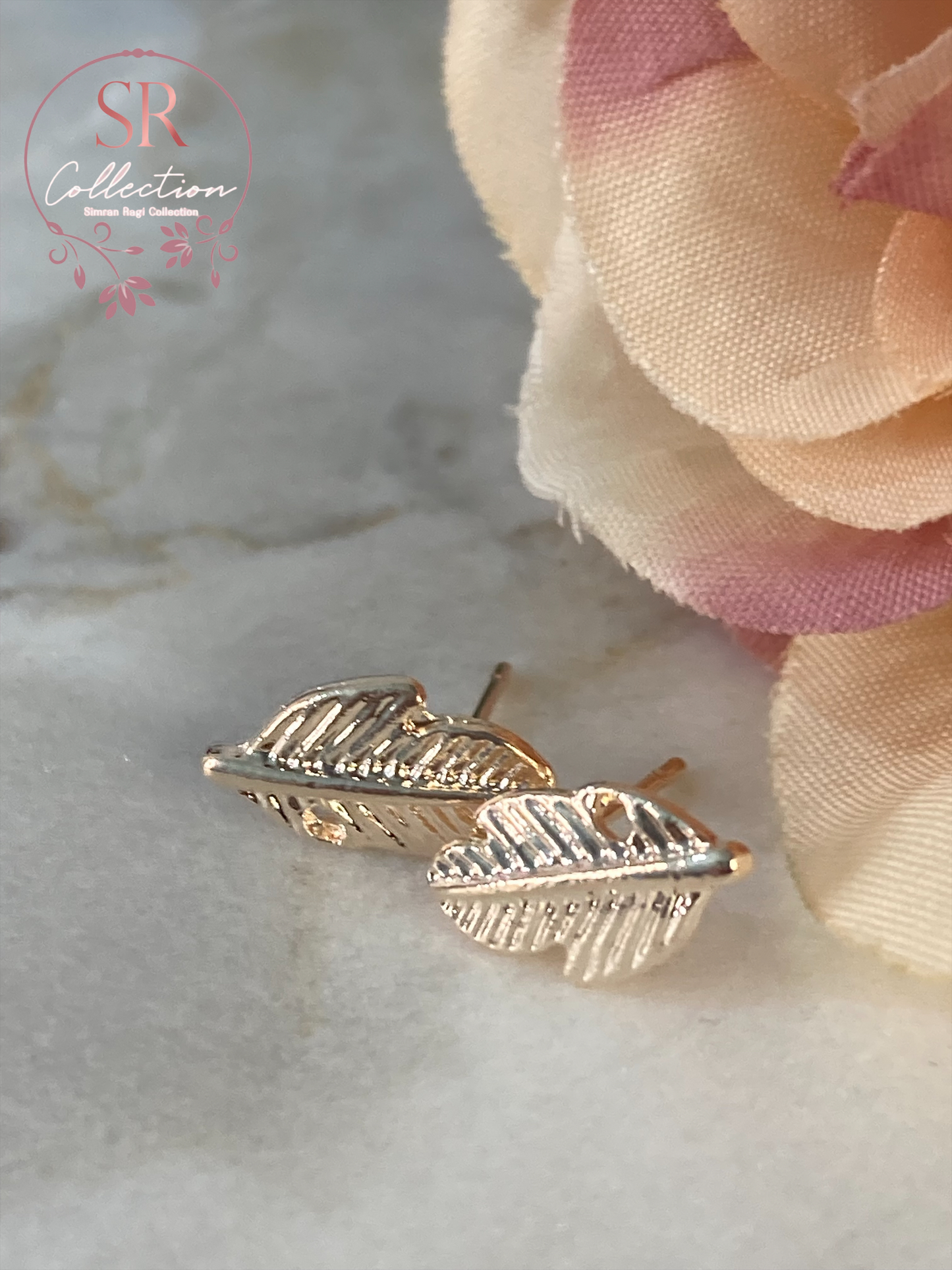 Leaf Shaped Earrings (ST214) Rose Gold