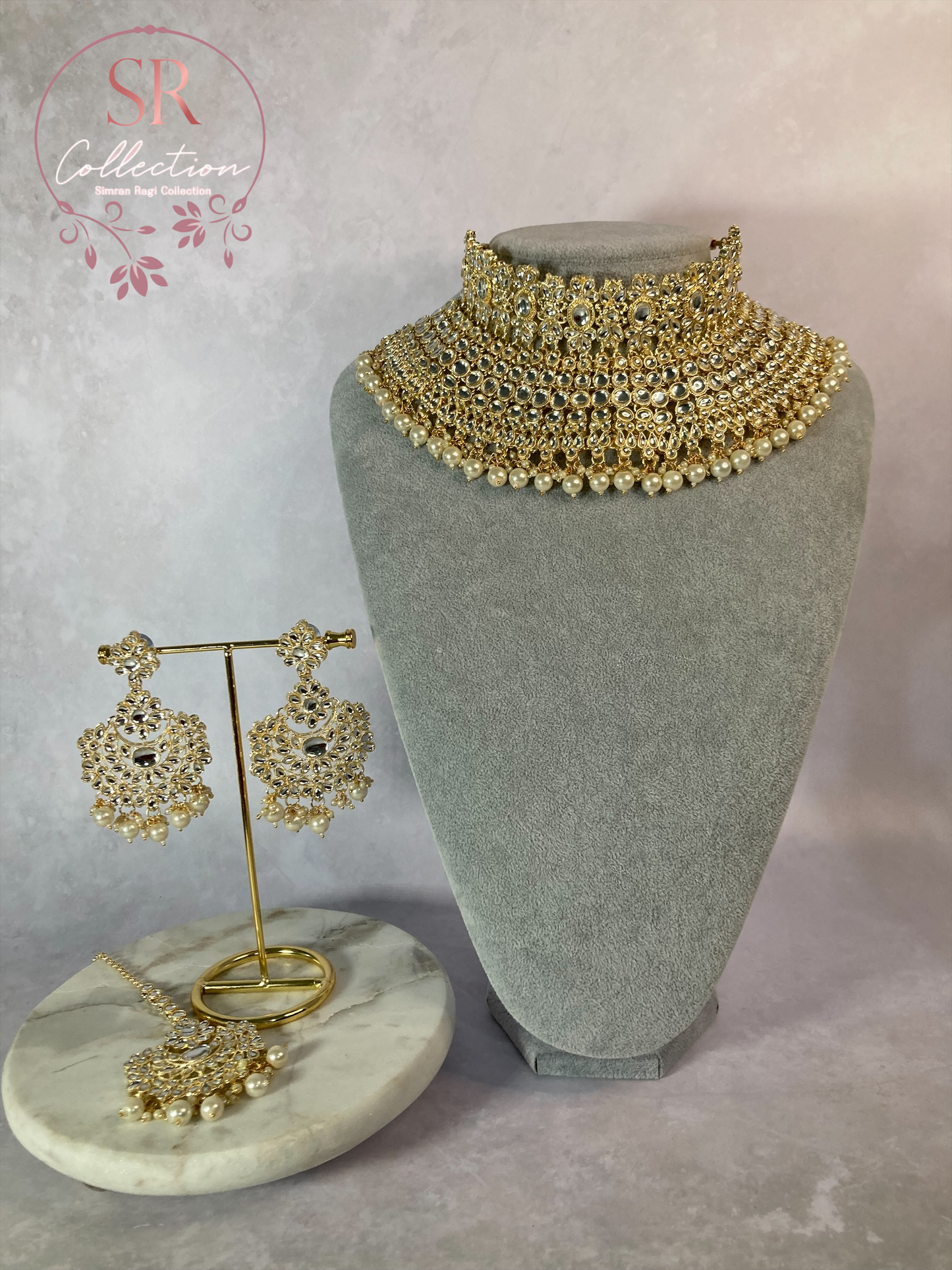 Maharani Gold Plated Kundan Set (ST222) White