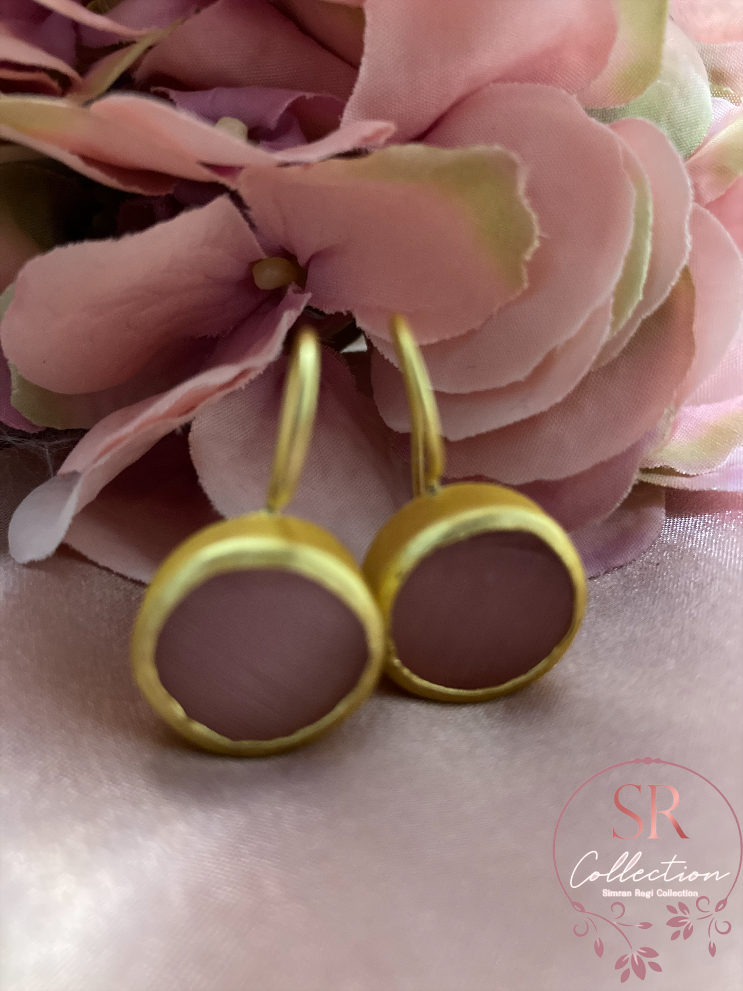 Noori Rustic Gold Plated Earrings (ST088) Pink