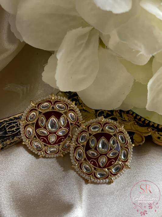 Ruhi Meenakari Stud Earrings (ST089) Maroon