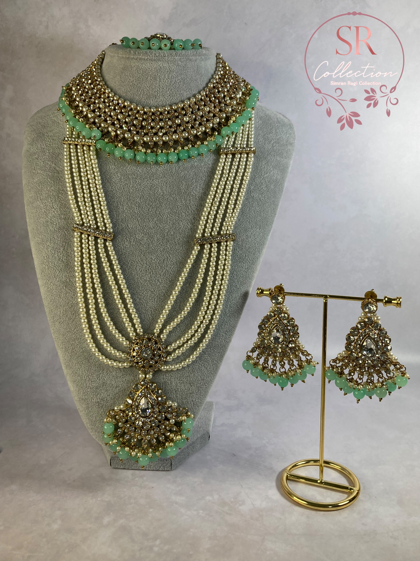 Naaz Gold Plated Meenakari And Pearl Set (ST176) Mint